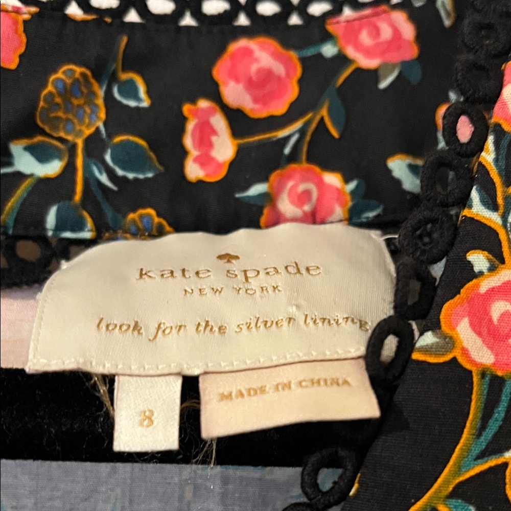 Kate Spade Black Mixed Blossom Fit and Flare Floral Dress - size 8 - Picture 2 of 7